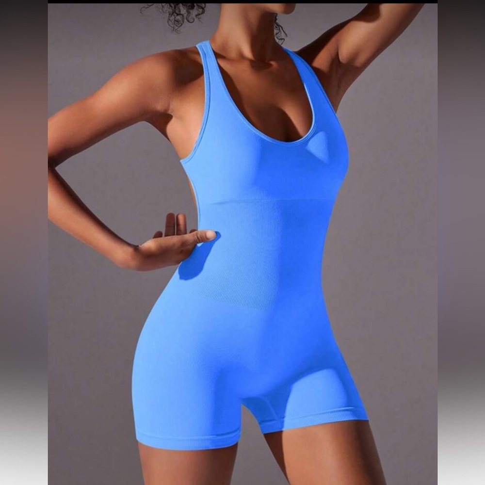 SHEIN Bright Blue Workout Romper